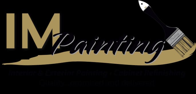 This is an image from IM Painting Inc, located in California. The image shows the company logo featuring the “IM Painting” name with a paintbrush graphic and gold and black color scheme, representing a professional painting company specializing in interior and exterior painting services.