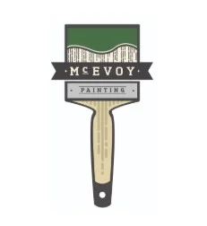 This is an image from McEvoy Painting LLC, located in Pennsylvania. The logo for McEvoy Painting LLC features a stylized paint brush with green, gray, and beige colors and the company name displayed across the brush design.