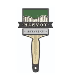 This is an image from McEvoy Painting LLC, located in Pennsylvania. The logo for McEvoy Painting LLC features a stylized paint brush with green, gray, and beige colors and the company name displayed across the brush design.