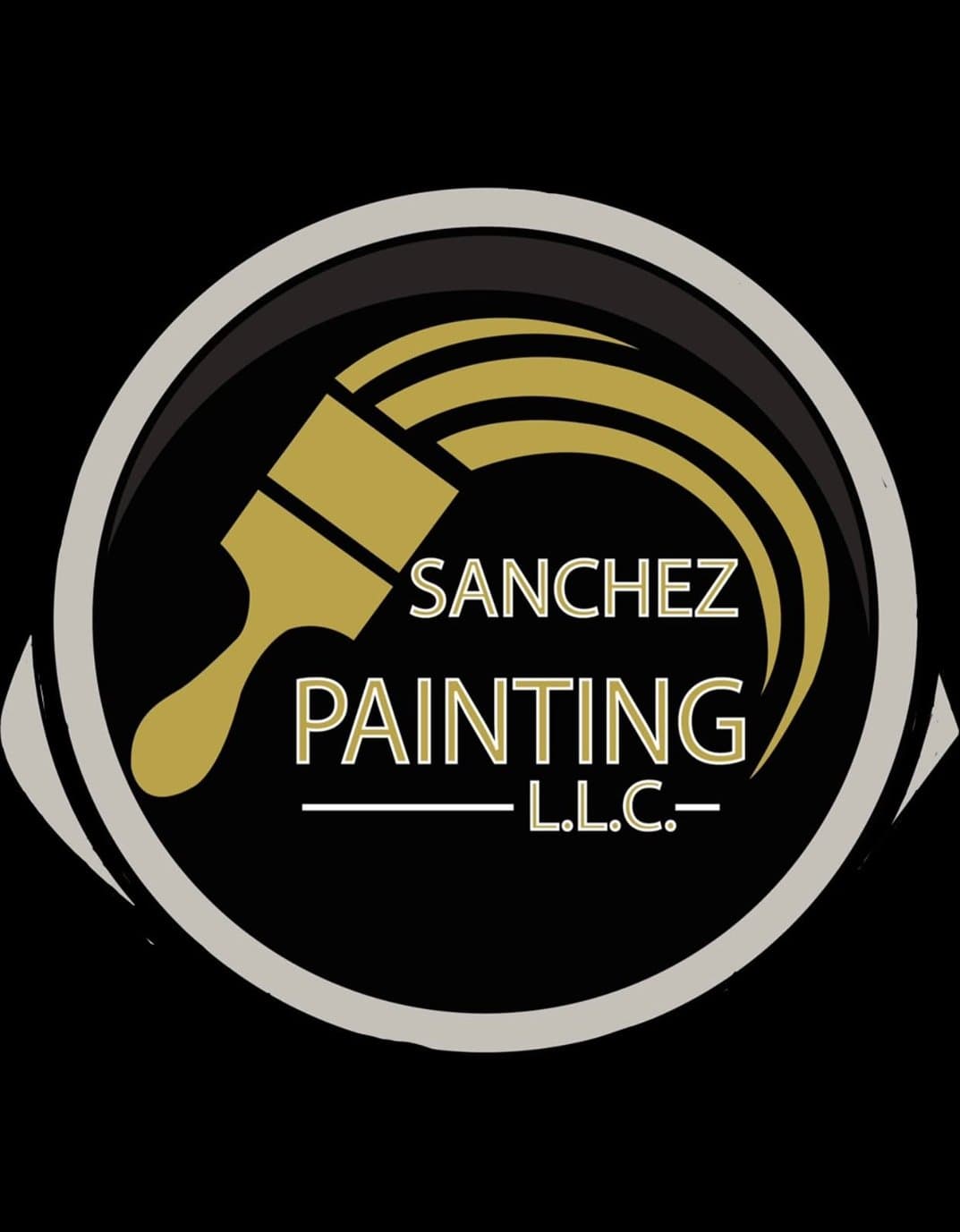 This is an image from Sanchez Painting L.L.C., located in Idaho. The logo for Sanchez Painting L.L.C. features a gold paintbrush graphic with curved paint strokes inside a black circular design.