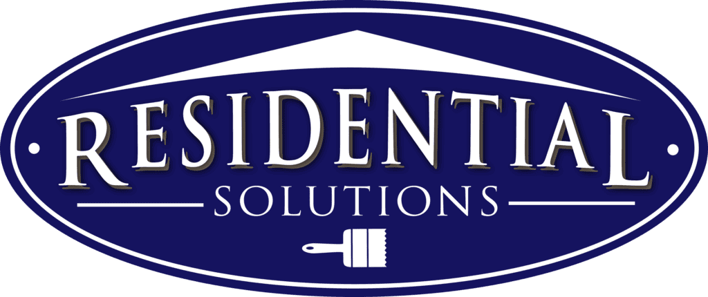 This is an image from Residential Solutions. The image shows the Residential Solutions logo with a blue oval, white text, and a small paintbrush icon at the bottom.