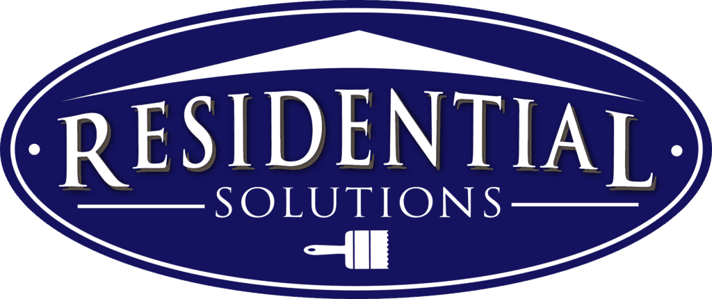 This is an image from Residential Solutions. The image shows the Residential Solutions logo with a blue oval, white text, and a small paintbrush icon at the bottom.