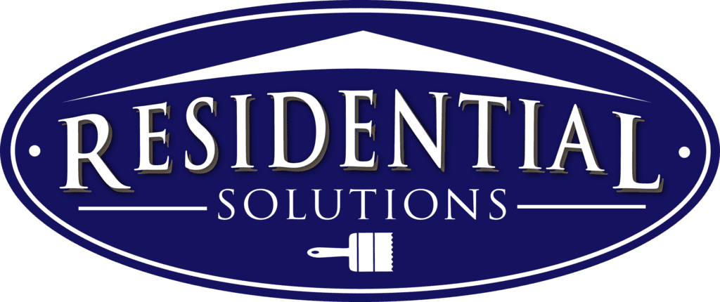 This is an image from Residential Solutions. The image shows the Residential Solutions logo with a blue oval, white text, and a small paintbrush icon at the bottom.