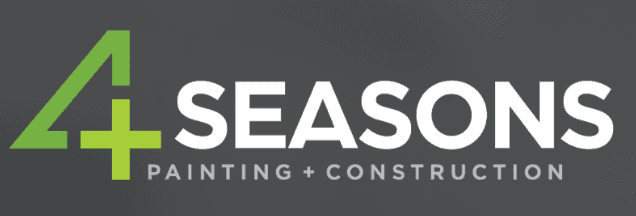 This is an image from 4 Seasons Painting + Construction, located in Washington. The logo for 4 Seasons Painting + Construction features a green number four icon with bold white text on a dark gray background.