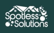 This is an image from Spotless Solutions, located in Pennsylvania. The logo for Spotless Solutions features white text with a house and cleaning bubbles icon on a dark green background.