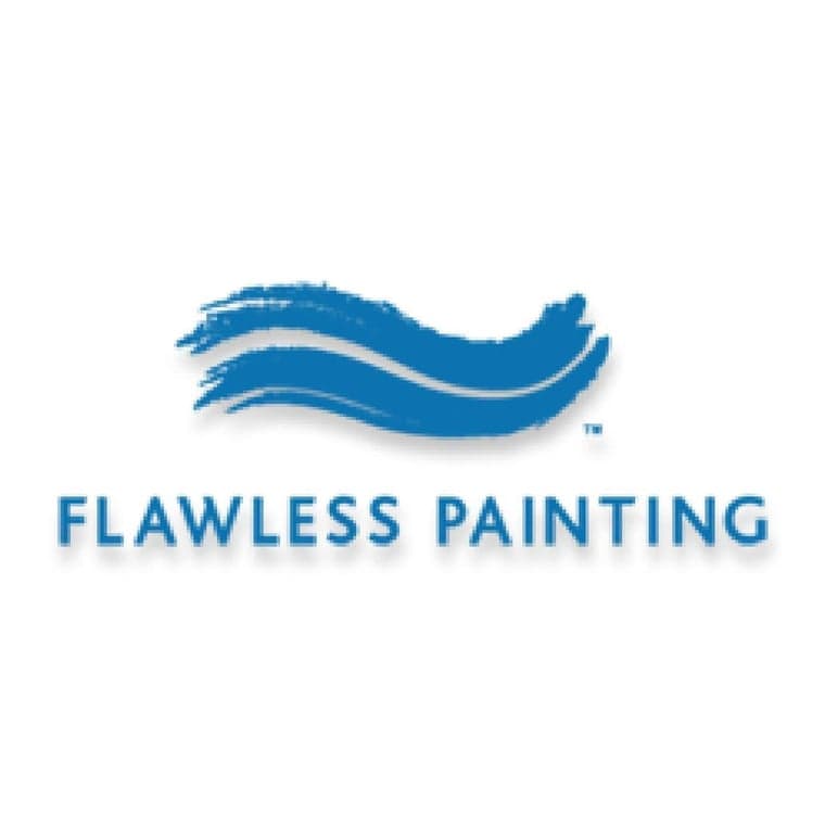This is an image from Flawless Painting, located in Georgia. The logo for Flawless Painting features a blue brushstroke-style wave above bold blue company lettering.