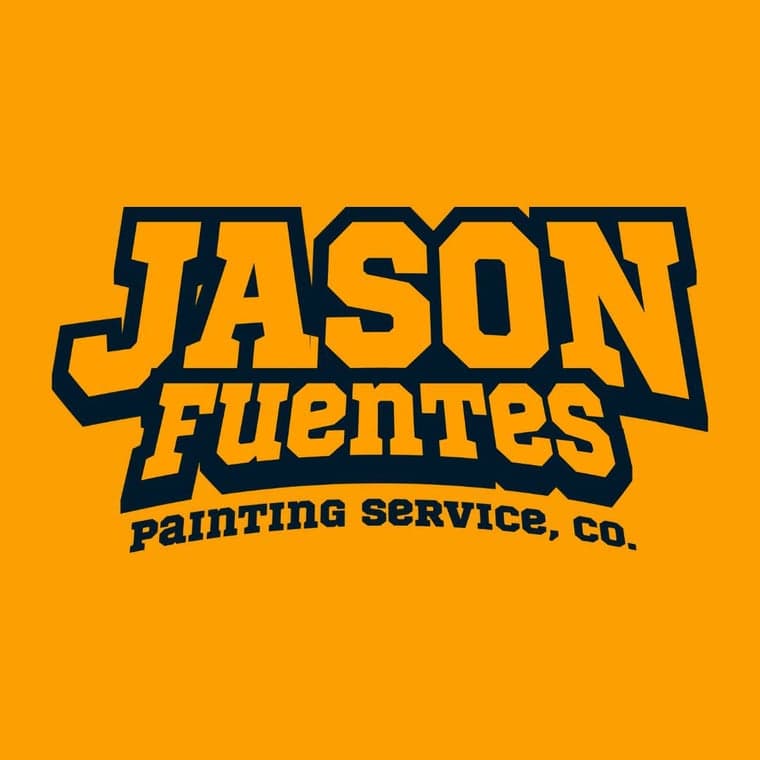 This is an image from Jason Fuentes Painting Service Co., located in Florida. The logo for Jason Fuentes Painting Service Co. features bold yellow text with a dark outlined font on an orange background