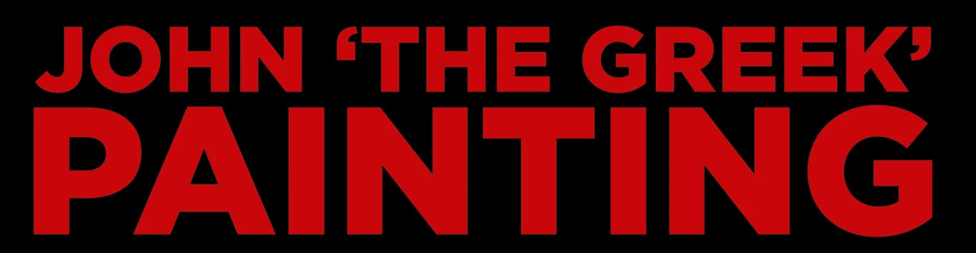 This is an image from John The Greek Painting, located in Florida. The logo for John The Greek Painting features bold red uppercase text with a clean and simple design.