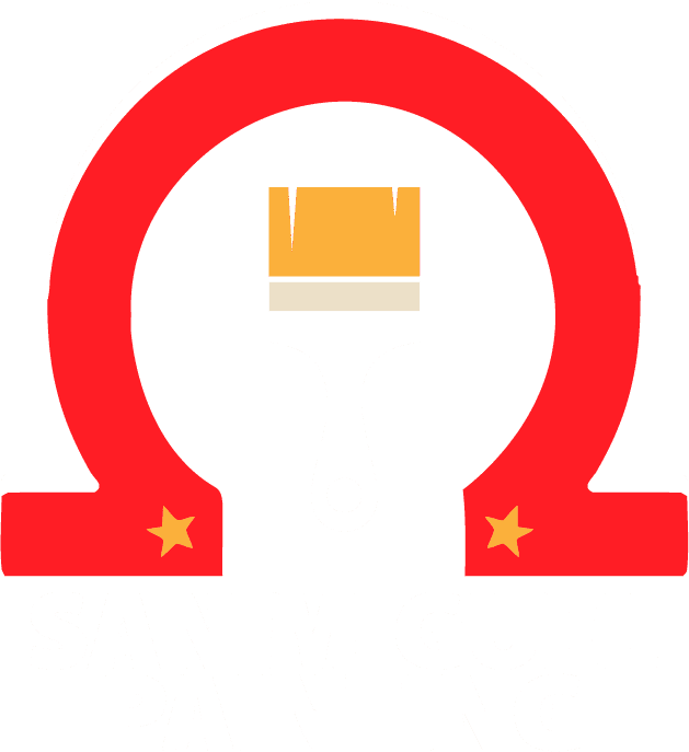 "This is an image from San Miguel Painting, located in Texas. The logo for San Miguel Painting features a bold red omega symbol framing a paintbrush with gold bristles and two small yellow stars on each side."