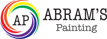 This is an image from Abram’s Painting, located in Indiana. The logo for Abram’s Painting features a colorful circular paint swirl graphic with bold lettering, representing professional residential and commercial painting services.