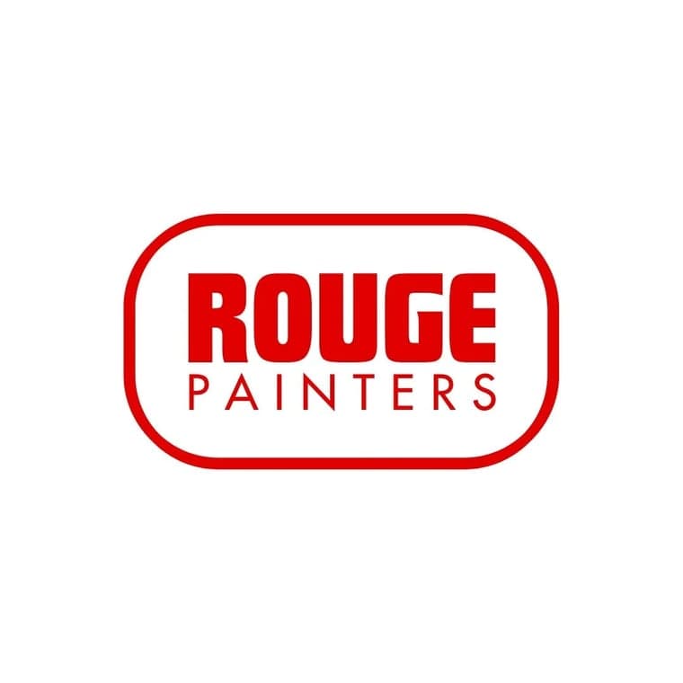 This is an image from Rouge Painters, located in Louisiana. The logo for Rouge Painters features bold red uppercase text inside a red-outlined rounded rectangle on a white background.