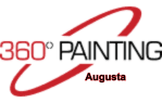 This is an image from 360° Painting Augusta, located in Georgia. The logo for 360° Painting Augusta features black and red text with a red circular brushstroke design and the Augusta location name underneath.