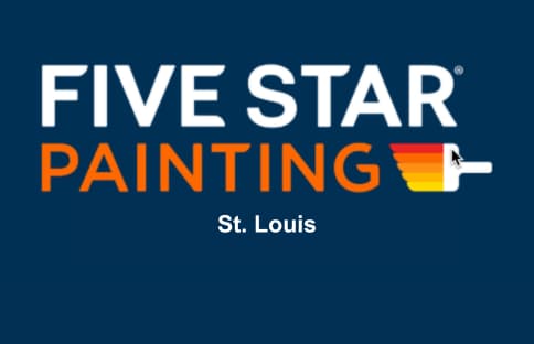 This is an image from Five Star Painting of St. Louis, located in Missouri. The logo for Five Star Painting of St. Louis features bold white and orange lettering with a stylized paint roller and clean modern branding.