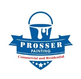 This is an image from Prosser Painting, located in Florida. The logo for Prosser Painting features a blue paint bucket graphic with ribbon-style text and a clean professional design.