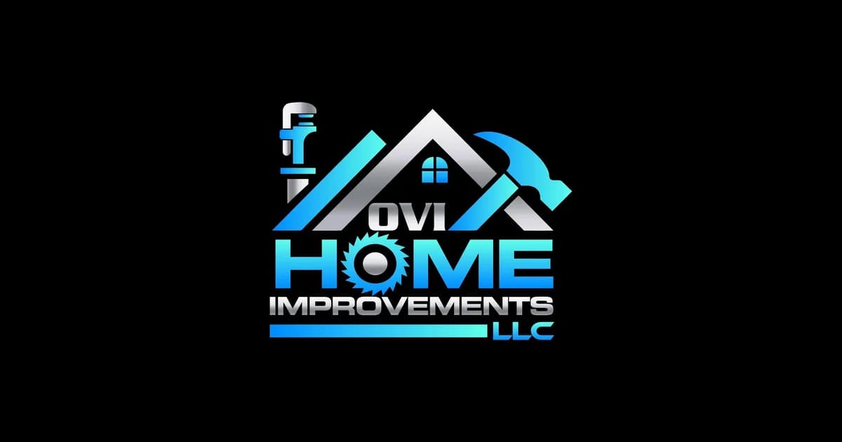 Logo for Ovi Home Improvements LLC, a painting company in Knoxville, Tennessee. The image shows the blue Ovi Home Improvements roof logo.