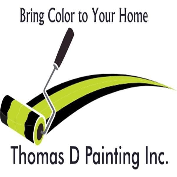 This is an image from Thomas D Painting Inc., located in Illinois. The logo for Thomas D Painting Inc. features a paint roller with a green and black swoosh under the phrase Bring Color to Your Home.