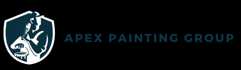 This is an image from Apex Painting Group, located in Florida. The logo for Apex Painting Group features a shield design with a painter silhouette and bold blue text.