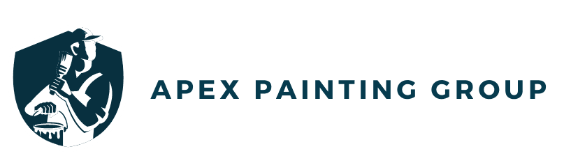 This is an image from Apex Painting Group, located in Florida. The logo for Apex Painting Group features a shield design with a painter silhouette and bold blue text.
