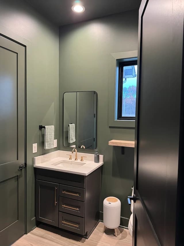 White Chooz Painters logo with blue background placeholder for paintig company logos