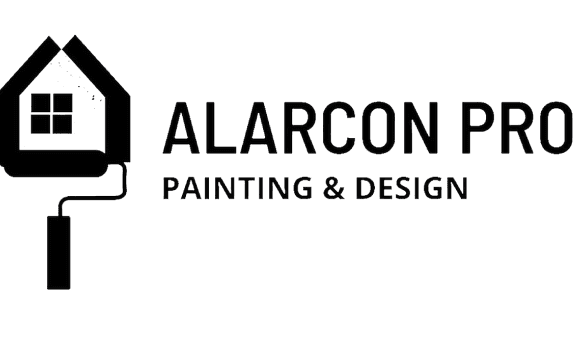 This is an image from Alarcon Pro Painting & Design, located in North Carolina. The logo for Alarcon Pro Painting & Design features a minimalist house outline merged with a paint roller icon and bold black text spelling out the company name.