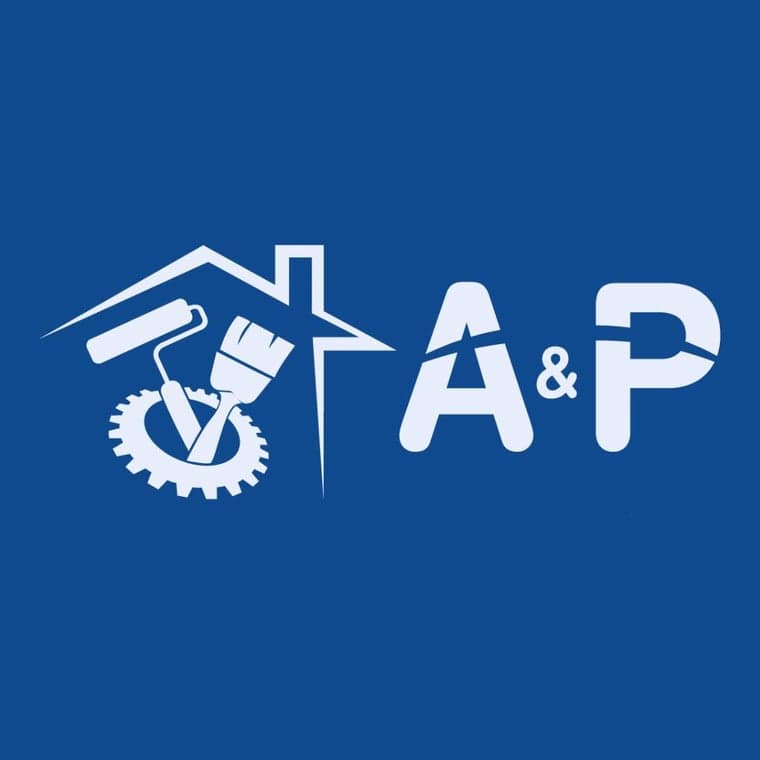 This is an image from A&P Painting & Flooring, located in Georgia. The logo for A&P Painting & Flooring features a blue background with white house, paint roller, brush, gear, and bold A&P lettering.