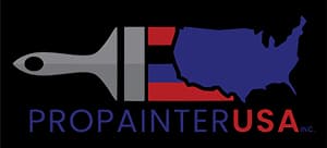 This is an image from Pro Painter USA Inc, located in Wisconsin. The logo for Pro Painter USA Inc features a paintbrush graphic with a stylized United States map and bold lettering, representing professional residential and commercial painting services.