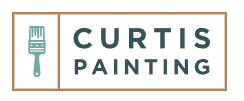 This is an image from Curtis Painting, located in Ohio. The logo for Curtis Painting features a clean rectangular design with a paintbrush icon and modern green lettering.