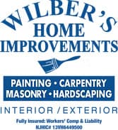 Logo for Wilber's Home Improvements, highlighting services in painting, carpentry, masonry, and hardscaping.