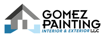 This is an image from Gomez Painting LLC, located in Kentucky. The logo for Gomez Painting LLC features a modern black and blue design with a geometric house roof graphic and bold company name text.