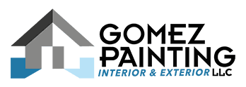 This is an image from Gomez Painting LLC, located in Kentucky. The logo for Gomez Painting LLC features a modern black and blue design with a geometric house roof graphic and bold company name text.