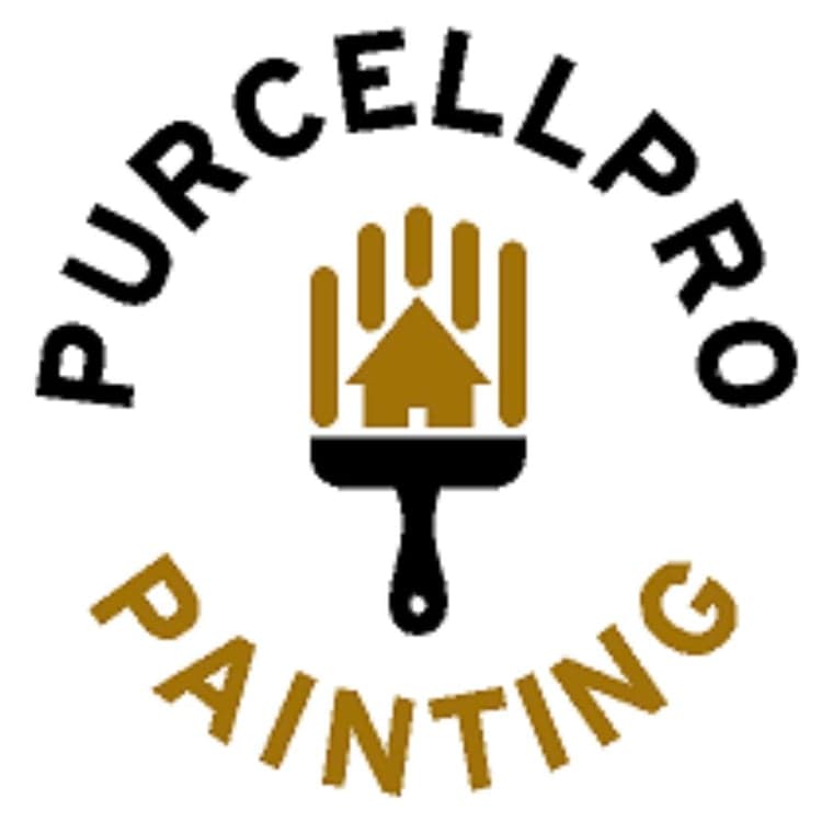This is an image from Purcellpro Painting Inc company, located in Lansdale, PA. The image is a PurcellPro Painting Inc. logo with house and hand icon inside a paintbrush, professional painting company branding