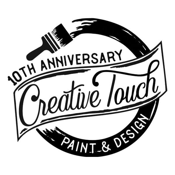 This is an image from Creative Touch Paint & Design, located in Missouri. The logo for Creative Touch Paint & Design features a black circular badge design with a paintbrush graphic and bold lettering highlighting the company’s 10th anniversary.