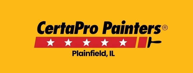 This is an image from CertaPro Painters of Plainfield, IL, located in Illinois. The logo for CertaPro Painters of Plainfield, IL features black text above a red paintbrush graphic with white stars on a yellow background.