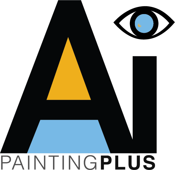 This is an image from Ai Painting Plus, located in Missouri. The logo for Ai Painting Plus features a bold black 'Ai' with a golden yellow triangle and light blue accent inside the letter A, topped with an eye icon, and 'PAINTING PLUS' text below.