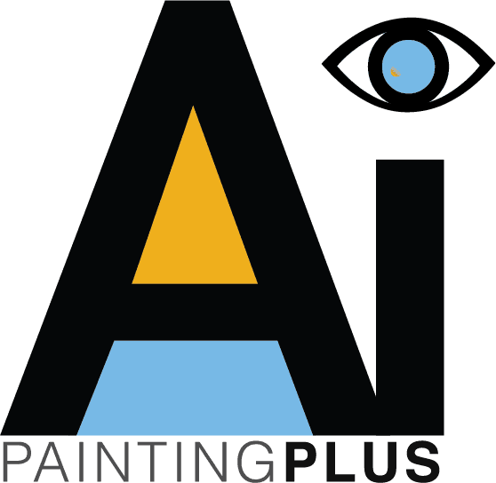 This is an image from Ai Painting Plus, located in Missouri. The logo for Ai Painting Plus features a bold black 'Ai' with a golden yellow triangle and light blue accent inside the letter A, topped with an eye icon, and 'PAINTING PLUS' text below.
