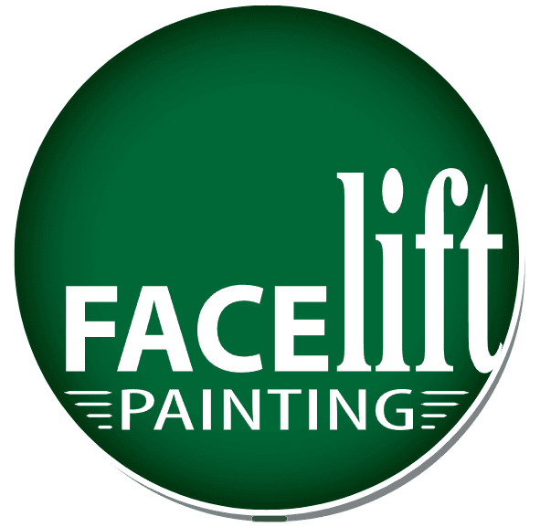 This is an image from Facelift Painting & Restoration, located in Washington. The logo for Facelift Painting & Restoration features white lettering inside a dark green circular design with the word 'lift' emphasized in a taller font style.