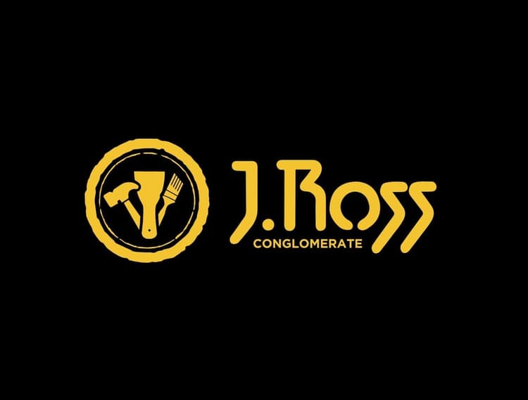 This is an image from J. Ross Painting & Drywall, located in Tennessee. The image is a J. Ross Painting & Drywall logo in yellow and black, featuring a hammer, scraper, and paintbrush icon symbolizing professional craftsmanship.