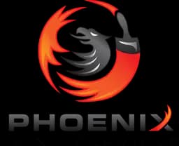 This is an image from Phoenix Paint Services, located in California. The logo for Phoenix Paint Services features a stylized phoenix graphic in red and black with bold lettering, representing professional residential and commercial painting services.