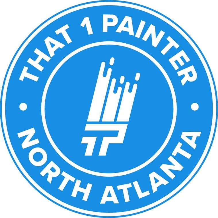 This is an image from That 1 Painter North Atlanta, located in Georgia. The logo for That 1 Painter North Atlanta features a blue circular badge with white text and a stylized paintbrush icon in the center.