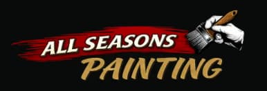This is an image from All Seasons Painting, located in Georgia. The logo for All Seasons Painting features white and gold lettering over a red brushstroke with a hand holding a paintbrush.