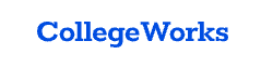 This is an image from College Works Painting, located in Wisconsin. The logo for College Works Painting features clean blue text with a simple, professional design representing residential and exterior painting services.