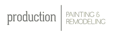 This is an image from Production Painting & Remodeling, located in Georgia. The logo for Production Painting & Remodeling features clean gray lowercase text reading 'production' next to a vertical divider with 'PAINTING & REMODELING' in bold uppercase letters for a modern, professional look.