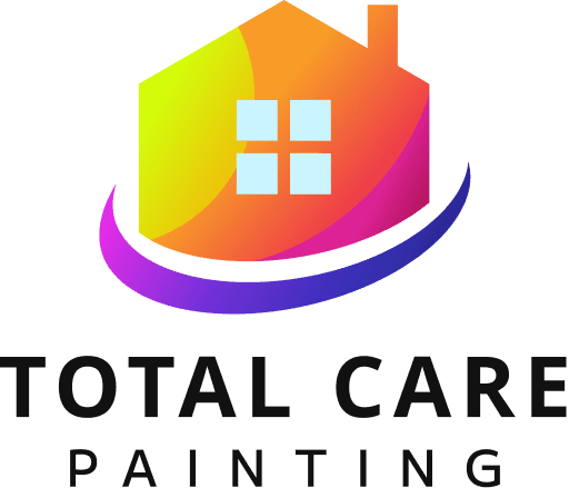 This is an image from Total Care Painting, located in Massachusetts. The logo for Total Care Painting features a colorful gradient house icon with a curved underline and bold black text.
