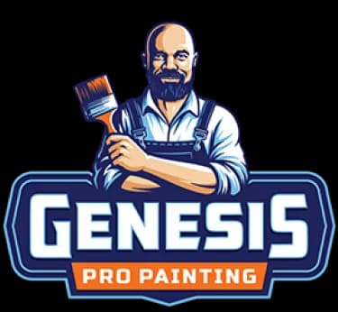 This is an image from Genesis Pro Painting & Restoration Inc, located in New York. The logo for Genesis Pro Painting & Restoration Inc features a bearded painter holding a brush, styled in a bold illustrated design with blue and orange accents.