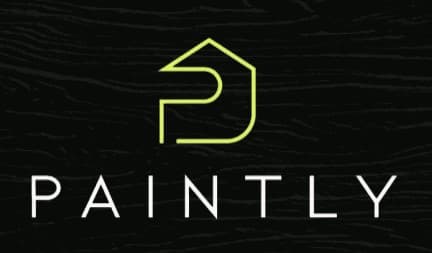 This is an image from The Paintly Company, located in Michigan. The logo for The Paintly Company features a stylized letter P forming a house outline above the company name on a dark textured background.