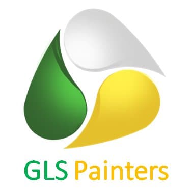The logo of GLS Painters featuring three overlapping paint drops in green, white, and yellow with the company name “GLS Painters” written below.