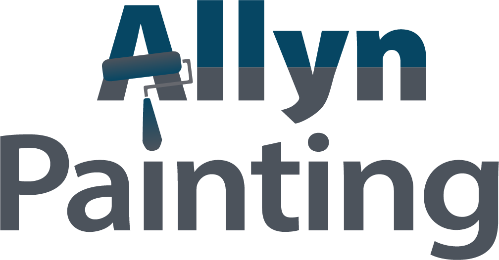 This is an image from Allyn Painting, located in Maryland. The logo for Allyn Painting features a stylized paint roller and brush graphic with clean, modern typography representing a professional residential painting company.