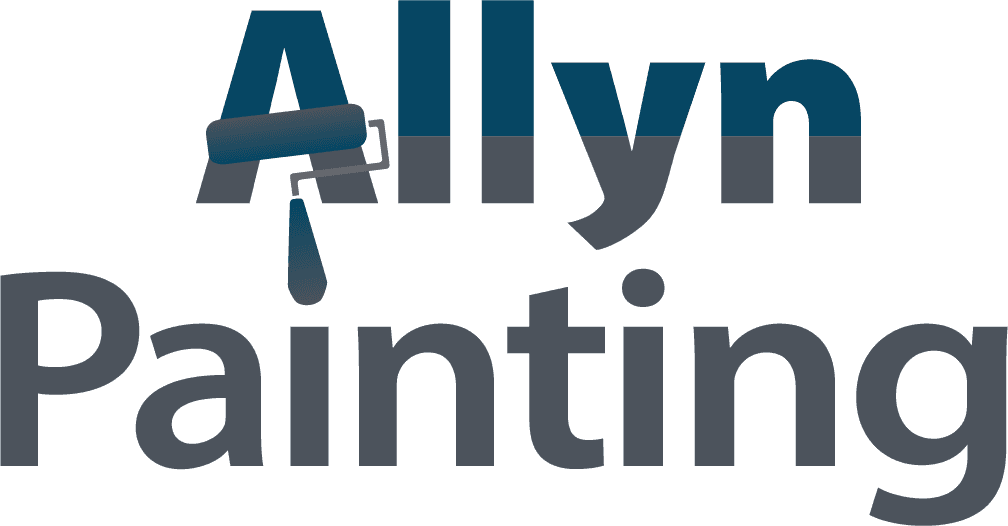 This is an image from Allyn Painting, located in Maryland. The logo for Allyn Painting features a stylized paint roller and brush graphic with clean, modern typography representing a professional residential painting company.