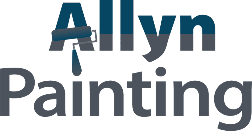 This is an image from Allyn Painting, located in Maryland. The logo for Allyn Painting features a stylized paint roller and brush graphic with clean, modern typography representing a professional residential painting company.