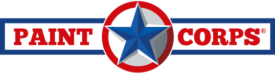 This is an image from PAINT CORPS of Cincinnati North, located in Ohio. The logo for PAINT CORPS of Cincinnati North features a bold red, white, and blue star emblem with the company name displayed across a horizontal banner.